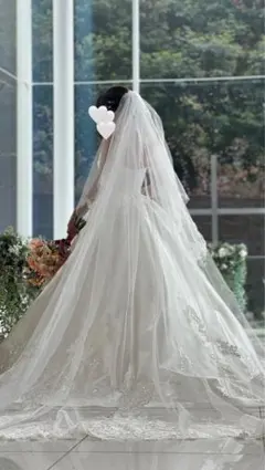 ウエディングベール　オフホワイト　ロングベール3m