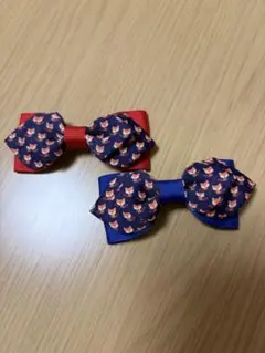リボン　蝶ネクタイ　クリップ赤 青 2個セット