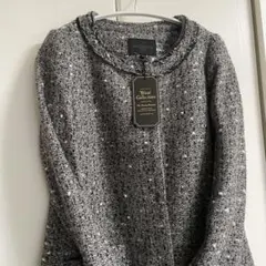 グレー ノーカラージャケット