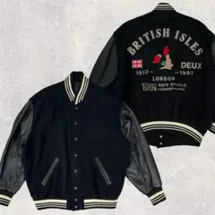 90s DEUX IGUREGU スタジャン　刺繍　ウール　本革　M　日本製