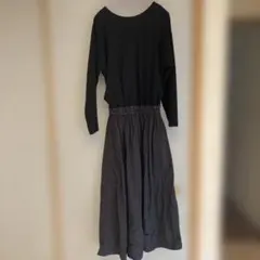 ユナイテッドアローズグリーンレーベル黒の長袖カットソーワンピース