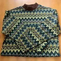 ZARA ノルディックニット モックネック グリーン M