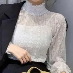 総レース ブラウス ハイネック 長袖 フォーマル セレモニー　卒業　入学