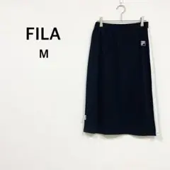 【フィラ】ジャージスカート M ブラック ナロー サイドライン カジュアル 美品