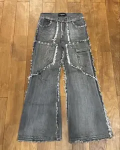 No faith studio フレアパンツ NO/FAITH STUDIOS ノーフェイスストゥディオス PRINTED DENIM BEI USED