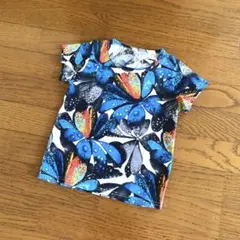 グラフィック柄 Tシャツ ブルー きれい 110 120 お出かけ しっかり