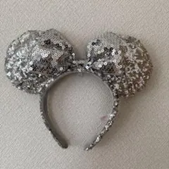 シルバー スパンコール ミッキー型カチューシャ