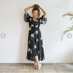 SeaRoomlynn フラワーマキシドレス　ブラックのサムネイル