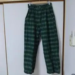 【美品】ダブルネーム★緑系チェック柄コーデュロイパンツ