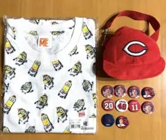 ☆３連休限定セール☆【カープ】ミニオン×Tシャツ Lと、ポーチと缶バッチ