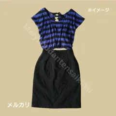 ボーダー柄 Tシャツ バックリボン 半袖トップス　フェアリーグランジのサムネイル