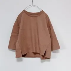 5.7部袖 長袖トップス カットソー ロンT トップス ブラウン 100