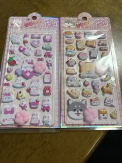 うさぎ、犬、肉球シール２枚セット