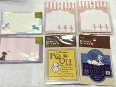 文具セット　ふせん　ミニカードと封筒　ステッカー　猫　ユニコーン　ディズニー