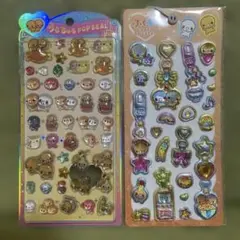 《正規品》なっとうちゃん 2枚セット うるちゅるpopシール、ぷくキラシール