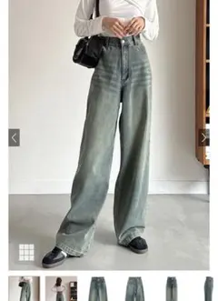 ハイウエストワイドデニムパンツ