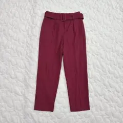 ［Vis］テーパードパンツ(M)/きれいめ 差し色 えんじ色