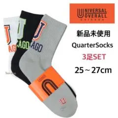 【ユニバーサルオーバーオール】新品 バッグロゴ ソックス 3足 25-27cm