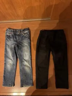 デニムとブラックパンツセット