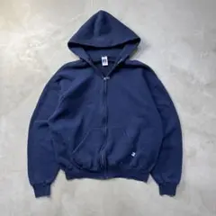 90s Russell blank zip parka XL navy