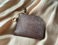 【新品】コインケース　小銭入れ　L字ファスナー　本革　アラスカレザー　こげ茶色