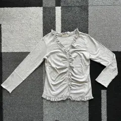 necesa　千趣会　カーディガン　上着　羽織物　グレー　灰色　フリル　Mサイズ