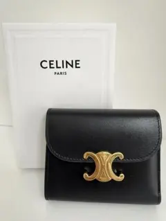 未使用級　CELINE トリオンフ 三つ折り財布 ブラック　セリーヌのサムネイル