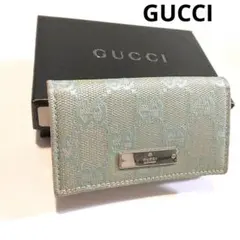 希少！GUCCI GG柄 キーケース 6連 ブルー系 オシャレ