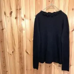 【ユニクロ】ニット　インナー　長袖　ネックフリル　ブラック　綺麗め