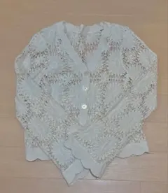 アイボリー レースカーディガン 花柄