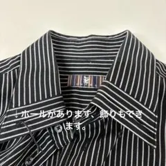 Havel 黒白ストライプ ドレスシャツ L 綿　衿がオシャレです。カッコイイ！