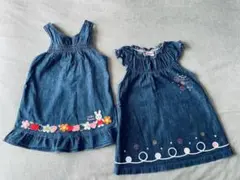 miki HOUSE デニムワンピース 100cm ノースリーブ　2点セット