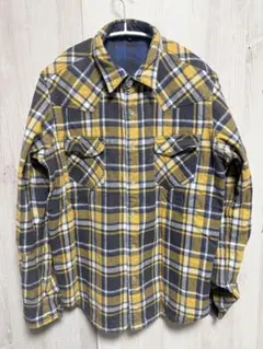 BEAMSリバーシブルシャツ鬼フェード青-黄