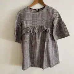 ZARA Kids チェック柄 半袖ブラウス 152