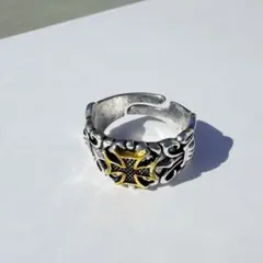 シルバーリング指輪クロス柄 Y2Kヴィンテージ風