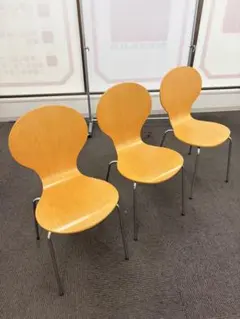 木製スタッキングチェア 3脚セット ナチュラルのサムネイル