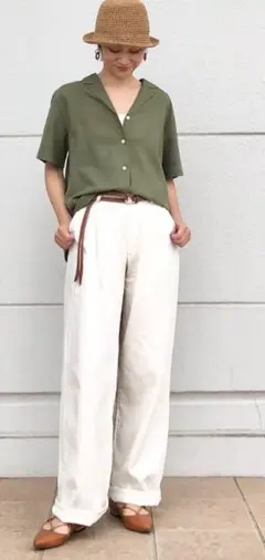 ユニクロ ドレープデニムタックパンツ ナチュラル M