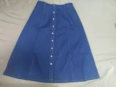 デニム ボタンフロント ロングスカート 3L