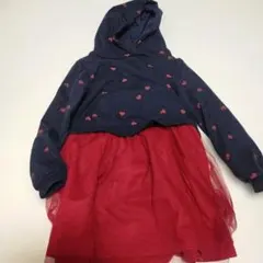 フード付きワンピース 120cm ネイビー・レッド