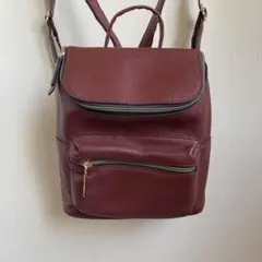 美品】キタムラ 巾着 リュック ナイロン×レザー バイカラー カーキ 茶 