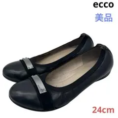 〈美品〉ecco エコー【24cm】フラットシューズ 黒 ブラックのサムネイル