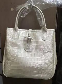 アイボリー クロコダイル風トートバッグ