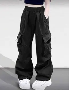 SHEIN ブラックカーゴパンツ サイドポケット付き