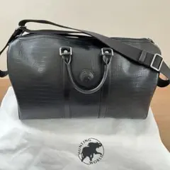 【極美品】ハンティングワールド クロコ型押し レザー ダッフルバッグ 黒のサムネイル