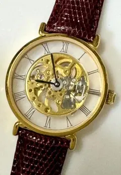 REVUE Swissゴールド スケルトン 手巻き時計 レザー - メルカリ
