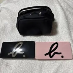新品未使用　アニエスベーセットコンパクトケース　ピンクと黒とポーチの3点セット