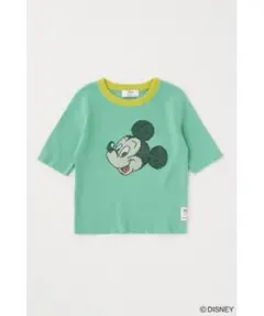 新品　MOUSSY Disney ミッキー Tシャツ 半袖 リブニット　グリーンのサムネイル