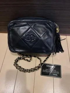 ネイビー　CHANEL ヴィンテージ　ショルダー　フリンジ