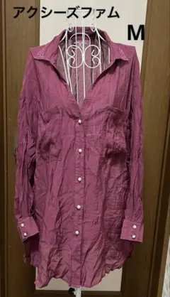アクシーズファム 長袖シャツ ロング 長袖 シアー M ワインレッド M
