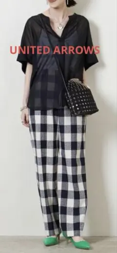 UNITED ARROWSチェック柄ワイドパンツ38